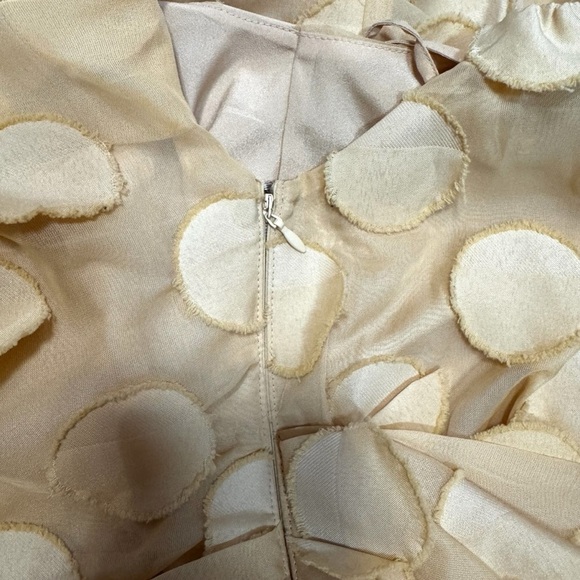 ASOS Thin Straps High Thigh Slit Cowl Neck Pale Yellow Textured Circle Dress - Picture 9 of 16